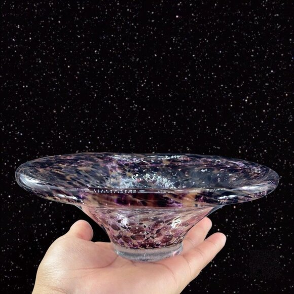 Julia Knight ARGENTO Amethyst Purple Oval Bowl Dish With Silver Flecks Signed - Picture 7 of 16